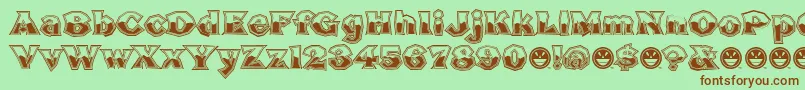 BrokenPosterTourBusted Font – Brown Fonts on Green Background