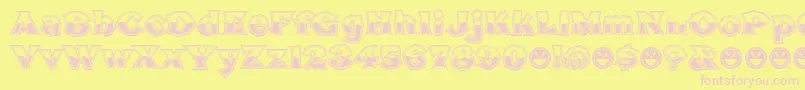 BrokenPosterTourBusted-fontti – vaaleanpunaiset fontit keltaisella taustalla