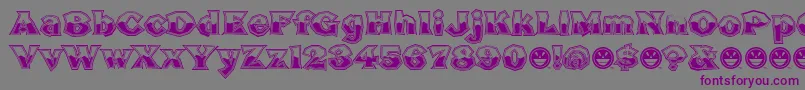 BrokenPosterTourBusted-fontti – violetit fontit harmaalla taustalla