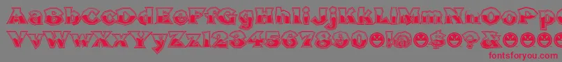 フォントBrokenPosterTourBusted – 赤い文字の灰色の背景
