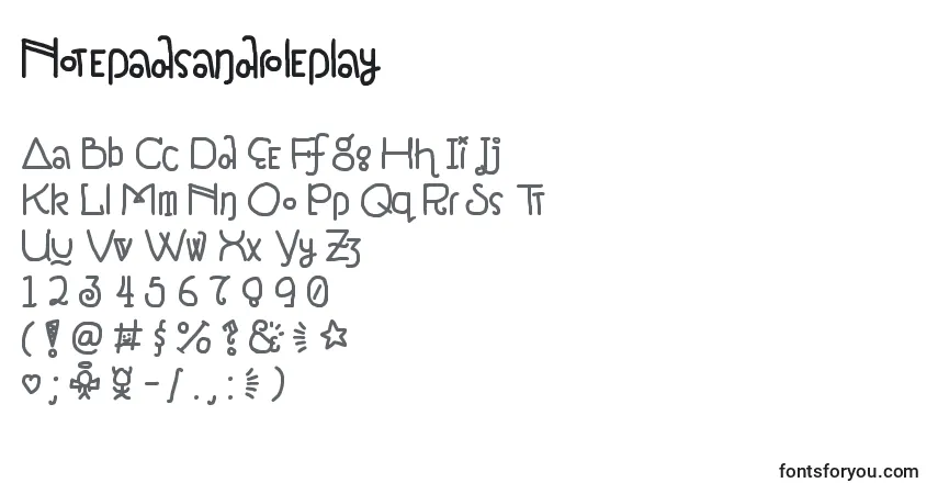 Schriftart Notepadsandroleplay – Alphabet, Zahlen, spezielle Symbole