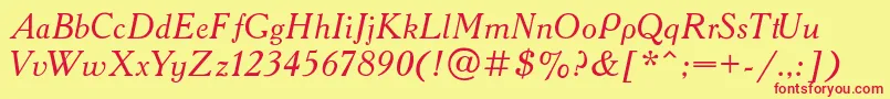 フォントAcademy1 – 赤い文字の黄色い背景