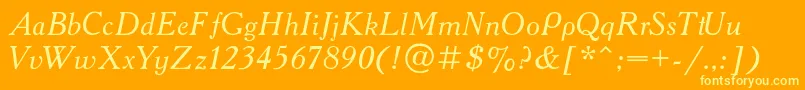 フォントAcademy1 – オレンジの背景に黄色の文字
