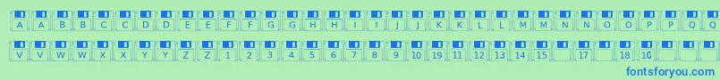 Floppydisk Font – Blue Fonts on Green Background