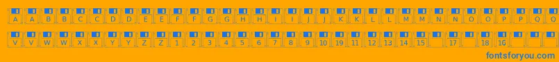 Floppydisk Font – Blue Fonts on Orange Background