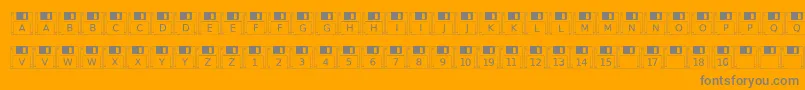 Floppydisk-fontti – harmaat kirjasimet oranssilla taustalla