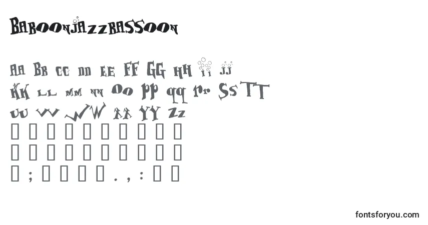 Schriftart Baboonjazzbassoon – Alphabet, Zahlen, spezielle Symbole