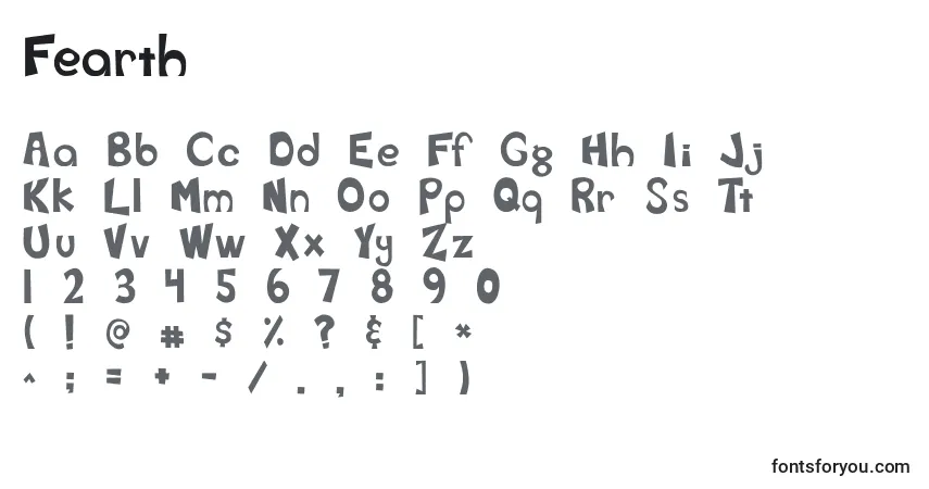 A fonte Fearth – alfabeto, números, caracteres especiais