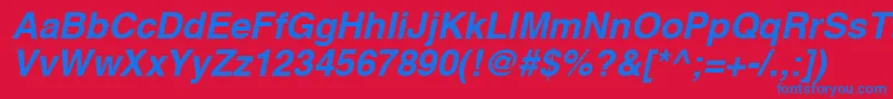HelveticaCyrillicBoldOblique Font – Blue Fonts on Red Background