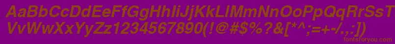 Czcionka HelveticaCyrillicBoldOblique – brązowe czcionki na fioletowym tle