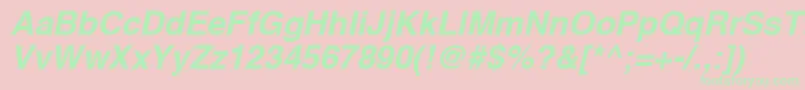 HelveticaCyrillicBoldOblique Font – Green Fonts on Pink Background