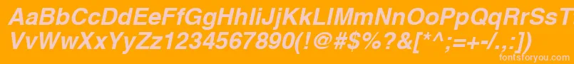 HelveticaCyrillicBoldOblique-fontti – vaaleanpunaiset fontit oranssilla taustalla