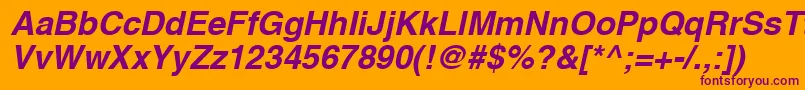 HelveticaCyrillicBoldOblique Font – Purple Fonts on Orange Background