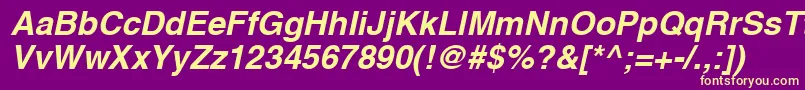 HelveticaCyrillicBoldOblique Font – Yellow Fonts on Purple Background