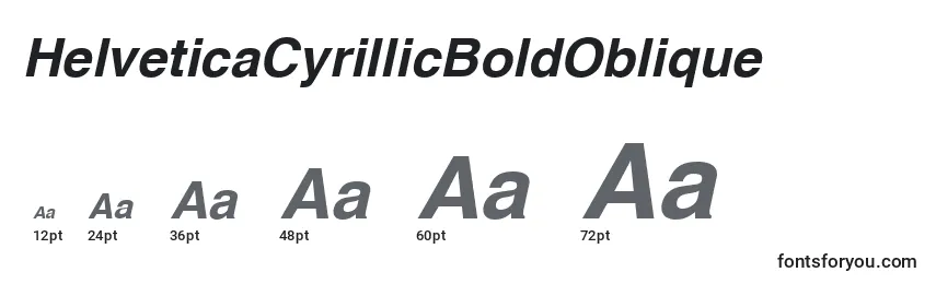 Размеры шрифта HelveticaCyrillicBoldOblique
