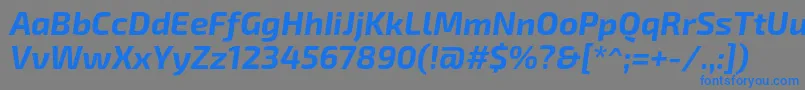フォントExo2.0Bolditalic – 灰色の背景に青い文字