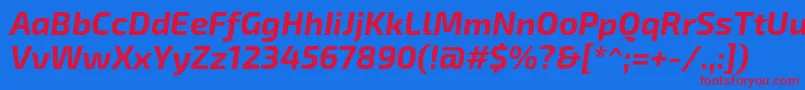 Exo2.0Bolditalic Font – Red Fonts on Blue Background