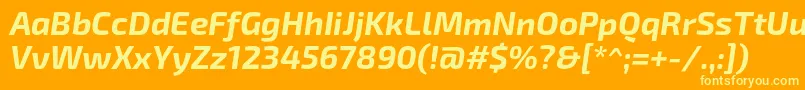 Fonte Exo2.0Bolditalic – fontes amarelas em um fundo laranja