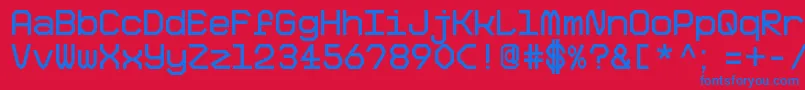 BigPixelDemo-Schriftart – Blaue Schriften auf rotem Hintergrund