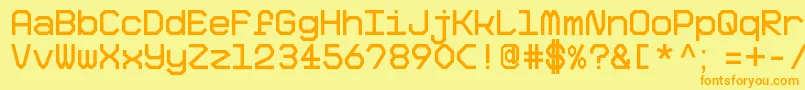 BigPixelDemo-Schriftart – Orangefarbene Schriften auf gelbem Hintergrund