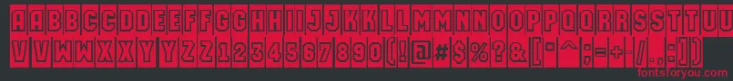 フォントAMachinaortocmgr – 黒い背景に赤い文字