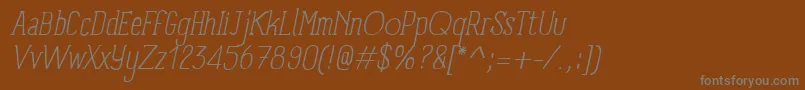 PanforteSerifLightItalicフォントについての詳細 フォントPanforteSerifLightItalic – 茶色の背景に灰色の文字