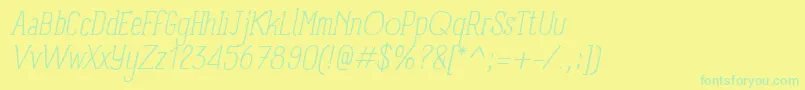 Fonte PanforteSerifLightItalic – fontes verdes em um fundo amarelo