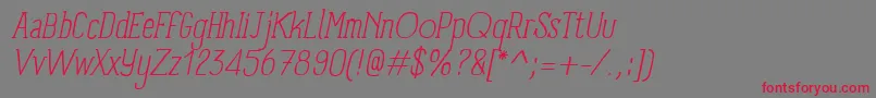 PanforteSerifLightItalic Font – Red Fonts on Gray Background