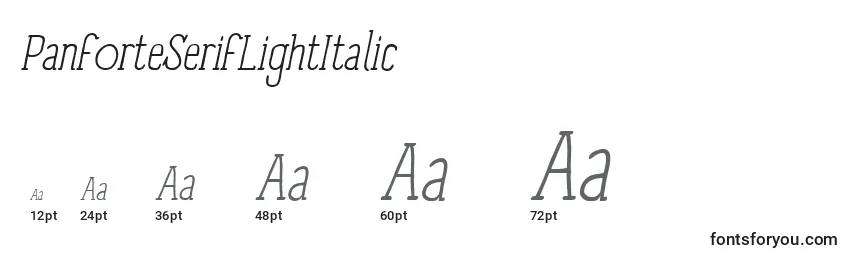 PanforteSerifLightItalic Font Sizes