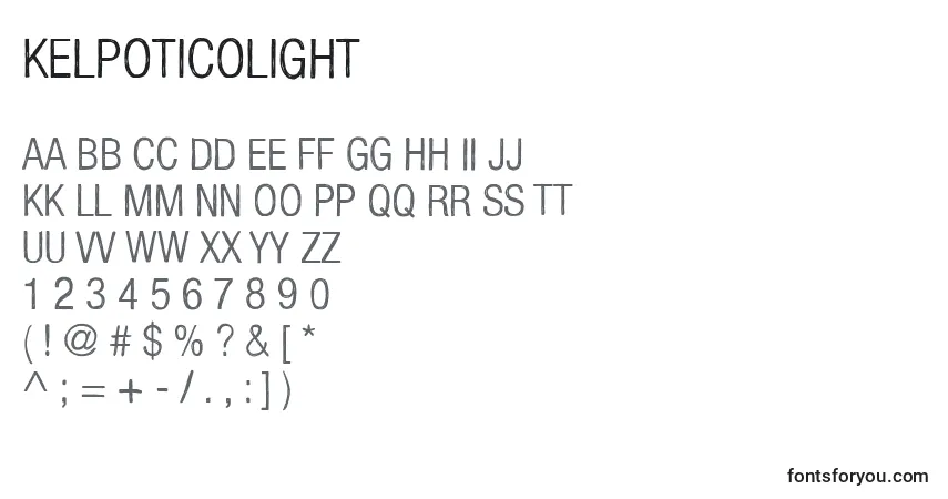 Schriftart KelpoticoLight – Alphabet, Zahlen, spezielle Symbole