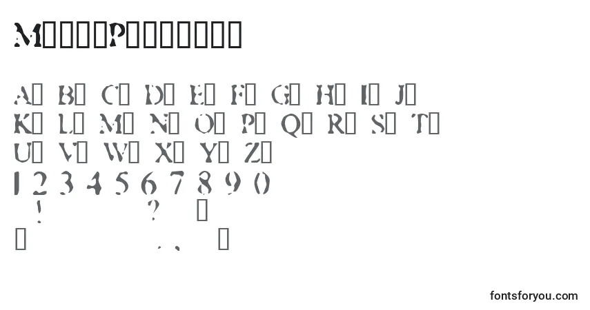 A fonte MustyPrivates – alfabeto, números, caracteres especiais