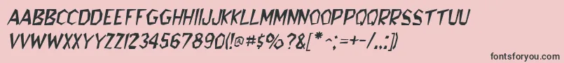 フォントBedrockItalic – ピンクの背景に黒い文字