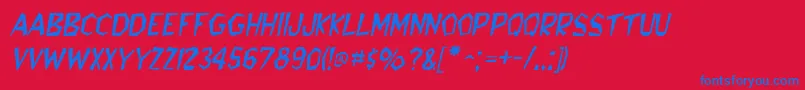Fonte BedrockItalic – fontes azuis em um fundo vermelho