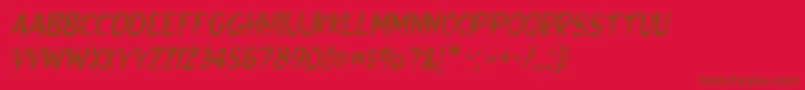 フォントBedrockItalic – 赤い背景に茶色の文字