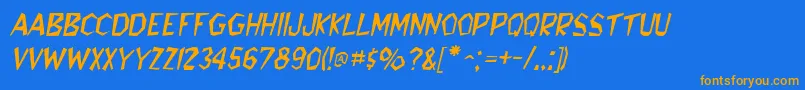 BedrockItalic Font – Orange Fonts on Blue Background
