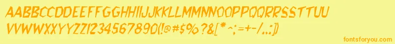 BedrockItalic Font – Orange Fonts on Yellow Background