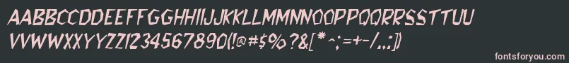 フォントBedrockItalic – 黒い背景にピンクのフォント