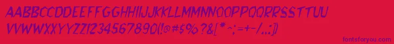 フォントBedrockItalic – 赤い背景に紫のフォント