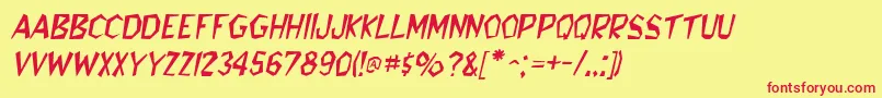 BedrockItalic-Schriftart – Rote Schriften auf gelbem Hintergrund