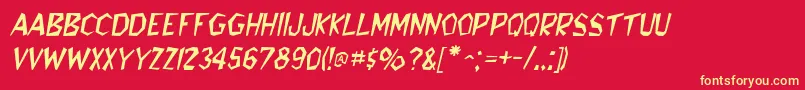 Fonte BedrockItalic – fontes amarelas em um fundo vermelho