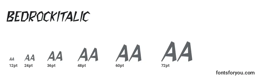 Размеры шрифта BedrockItalic