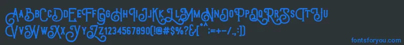 フォントTriumphWheelsRough – 黒い背景に青い文字