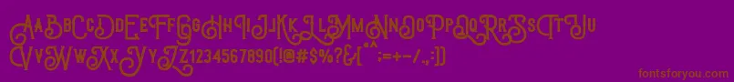 フォントTriumphWheelsRough – 紫色の背景に茶色のフォント