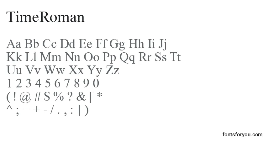 Schriftart TimeRoman – Alphabet, Zahlen, spezielle Symbole