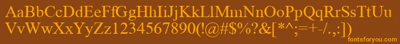 フォントTimeRoman – オレンジ色の文字が茶色の背景にあります。