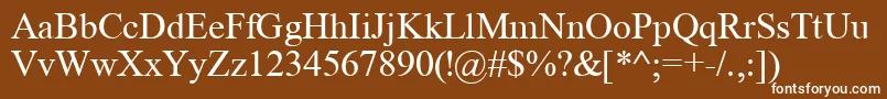 TimeRoman-Schriftart – Weiße Schriften auf braunem Hintergrund