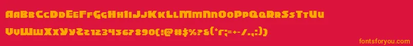 フォントBlitzstrikeexpand – 赤い背景にオレンジの文字