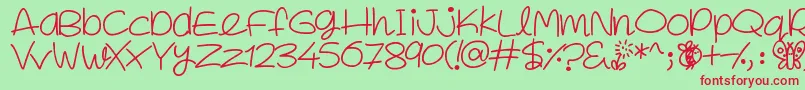 SpringInMyStep Font – Red Fonts on Green Background