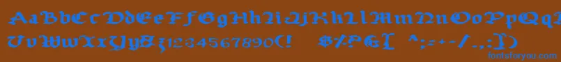 Fonte UberhГ¶lmeExpanded – fontes azuis em um fundo marrom