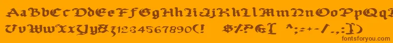 Czcionka UberhГ¶lmeExpanded – brązowe czcionki na pomarańczowym tle